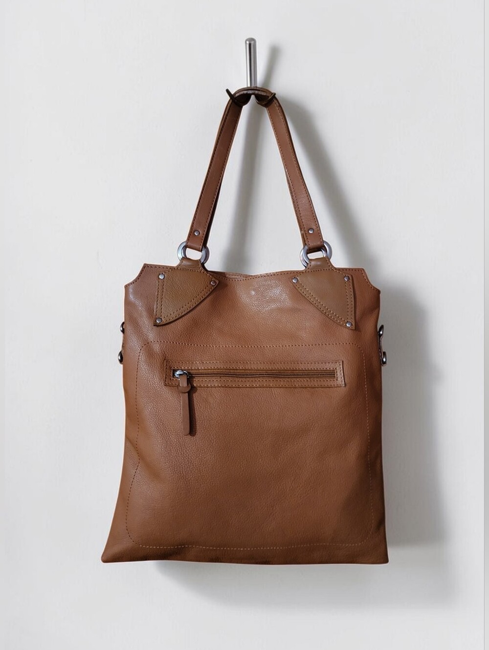 Cristian of Italy Camel Brown Leather Tote Bag Shoulder Purse